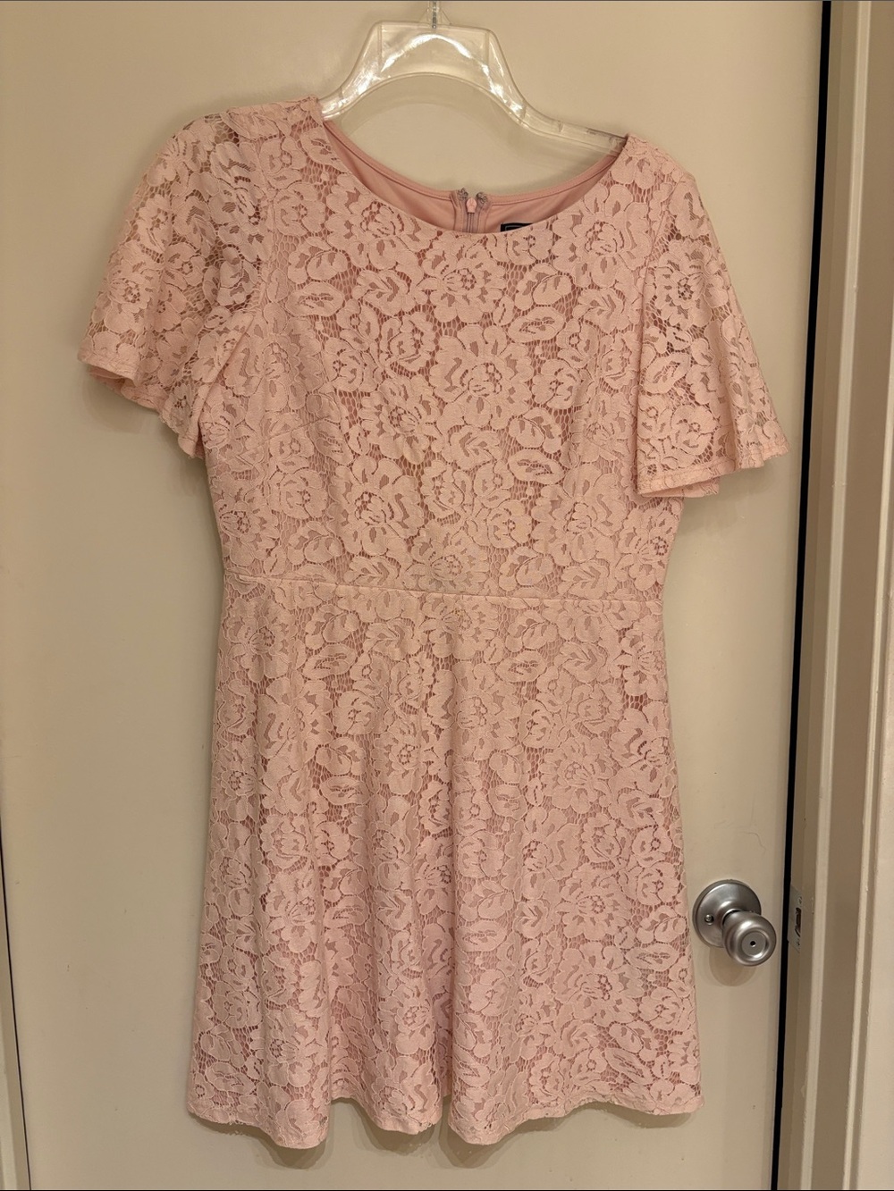 Jessica Howard Pale Pink Lace Fit-and-Flare Mini Dress